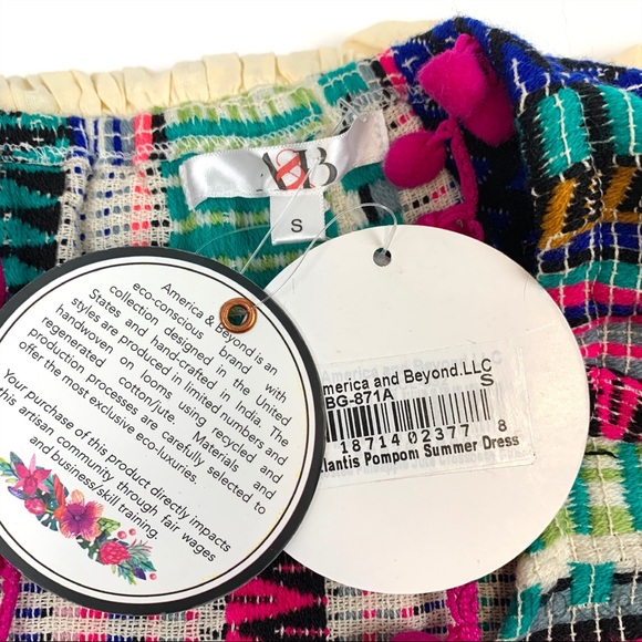 A&B Dress Multi Color Embroidered Pompom Dress - Picture 12 of 13